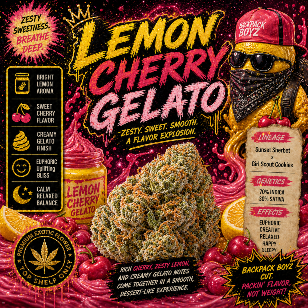 Lemon Cherry Gelato strain Backpack Boyz cut